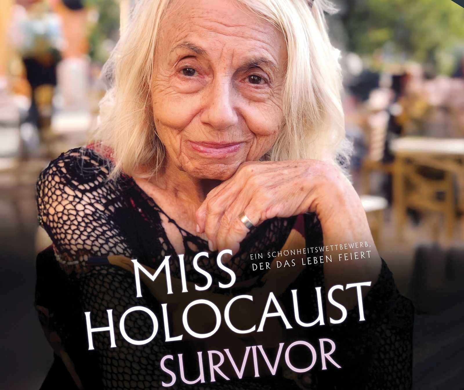 eine wunderhübsche ältere Dame. Schriftzug: 'Miss Holocaust Survivor'