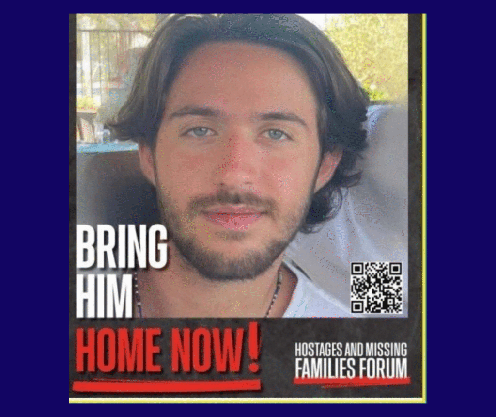 Geflüsterte Bibelverse im Terrortunnel. Abbildung eines Mannes auf Plakat Bring him home