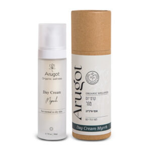 Arugot Tagescreme Myrrhe - Abbildung der Tagescreme, mit und ohne Verpackung